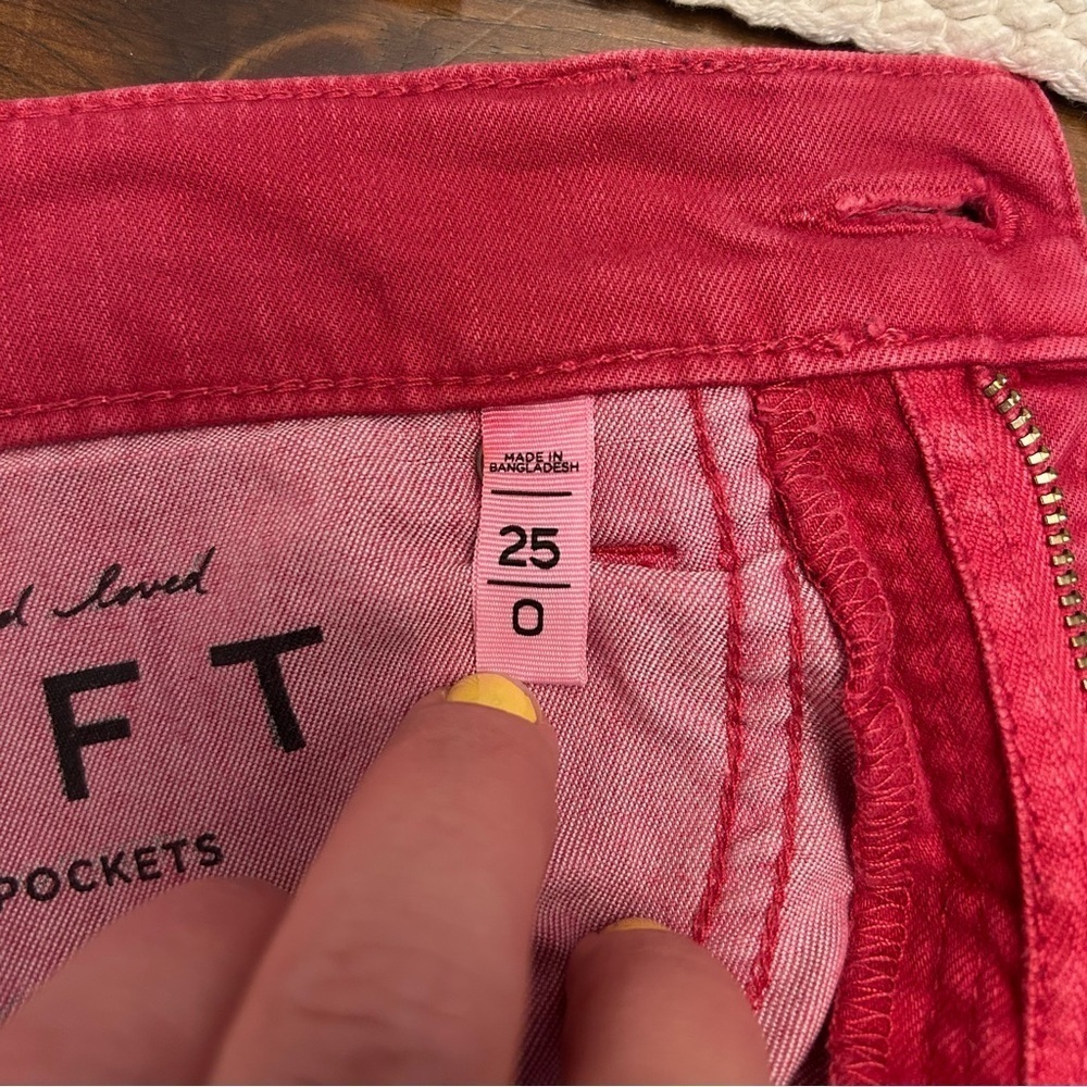 LOFT Red Skinny Jeans With Raw Hem Size 25/0 - Picture 5 of 9